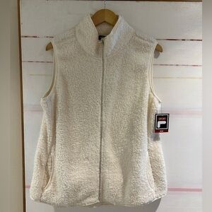 FILA Women’s Cream Faux Fur Full Zip Vest Size XL